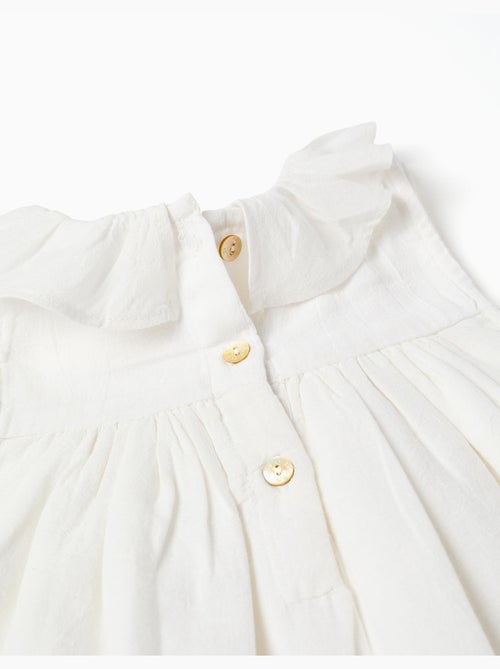 Robe en coton et lin à broderie anglaise - Kiabi