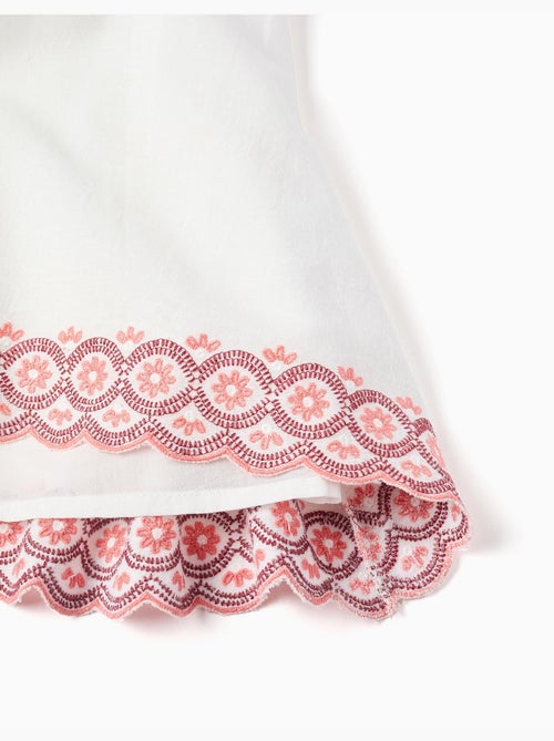 Robe en coton et lin à broderie anglaise - Kiabi
