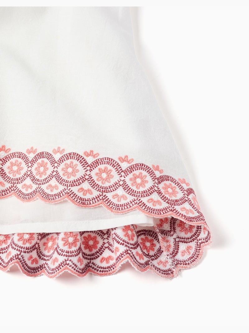 Robe en coton et lin à broderie anglaise Beige clair - Kiabi