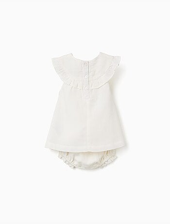 Robe en coton et lin avec broderie