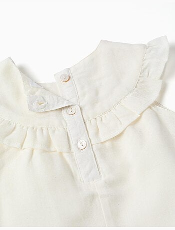 Robe en coton et lin avec broderie