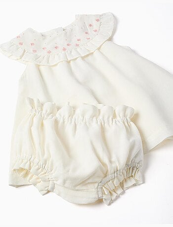Robe en coton et lin avec broderie