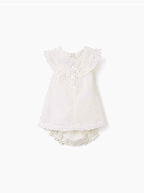 Robe en coton et lin avec broderie - Kiabi