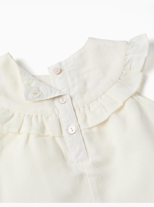 Robe en coton et lin avec broderie - Kiabi