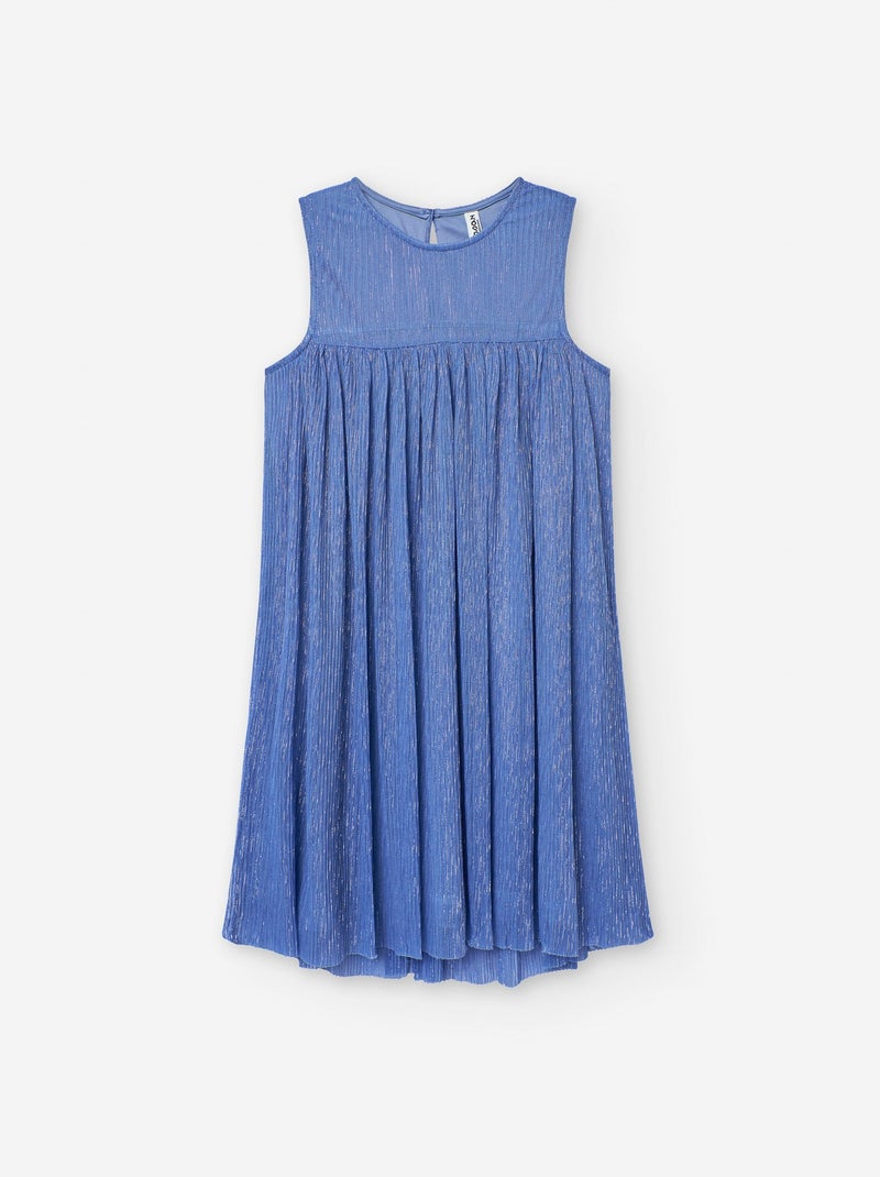 Robe en Coton et Lin avec Broderies Cérémonie Bleu - Kiabi