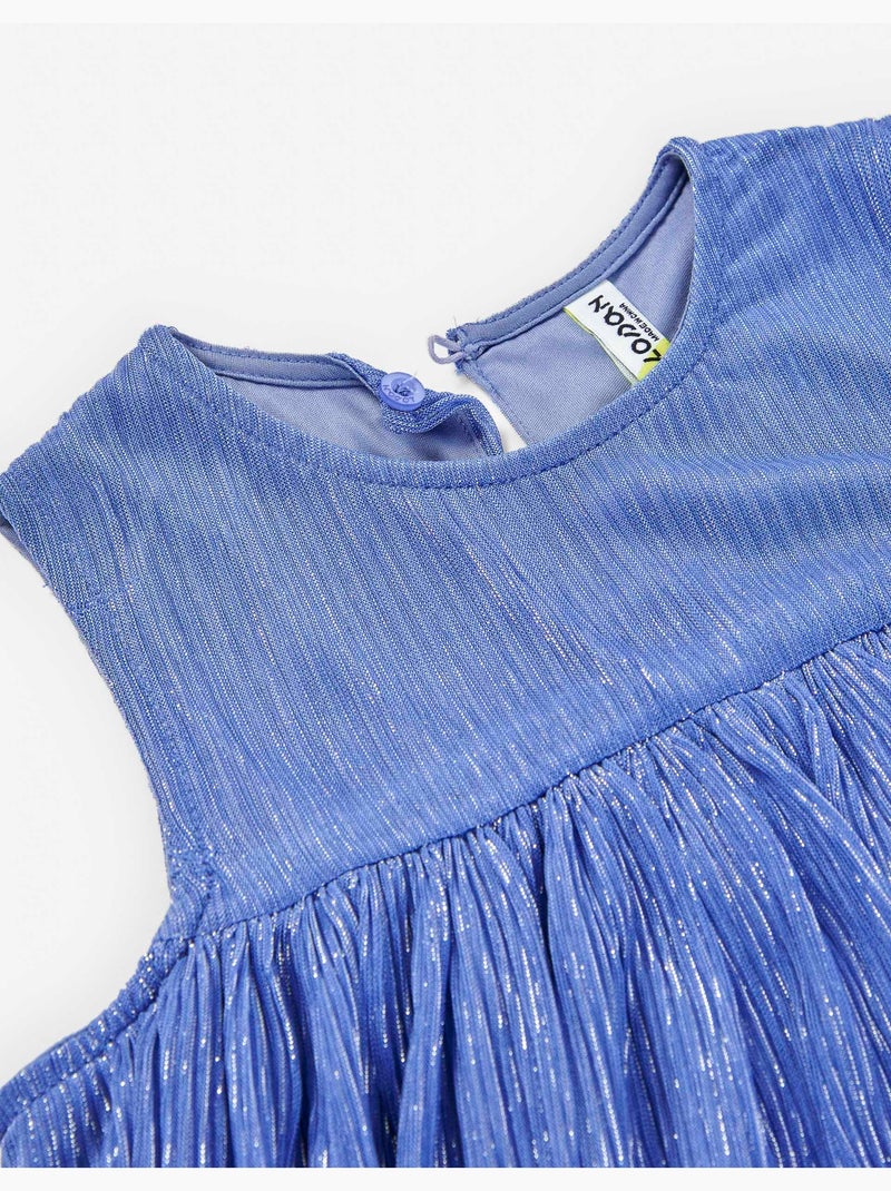 Robe en Coton et Lin avec Broderies Cérémonie Bleu - Kiabi