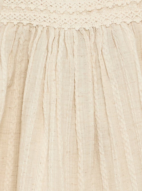 Robe en coton et lin avec détails en macramé - Kiabi