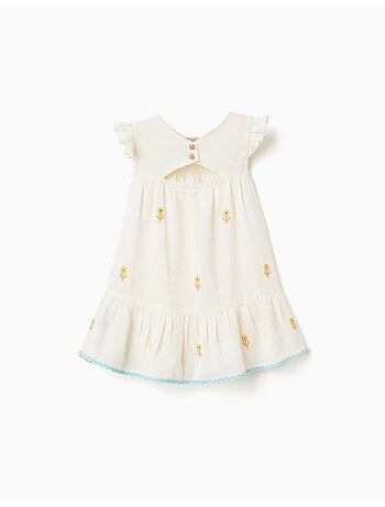 Robe en coton et lin avec fleurs