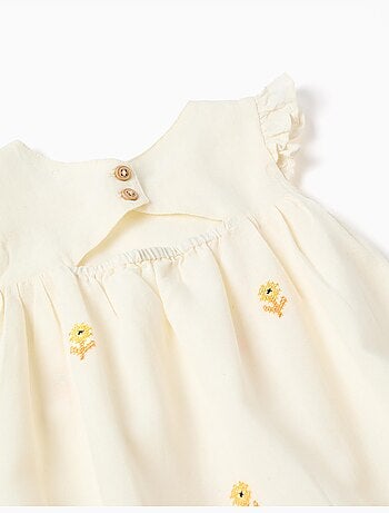 Robe en coton et lin avec fleurs