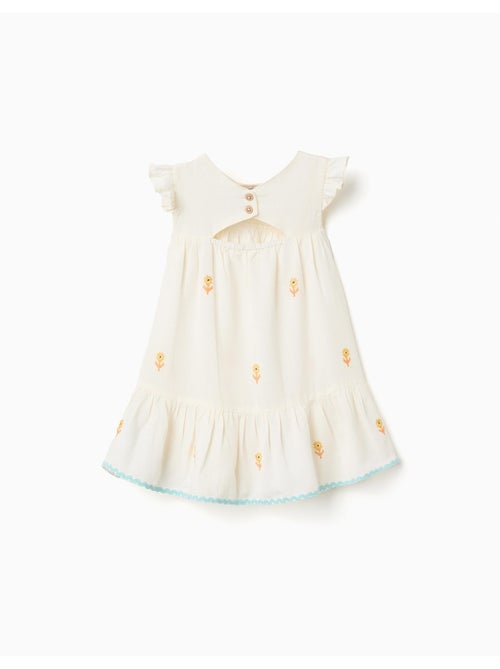 Robe en coton et lin avec fleurs - Kiabi