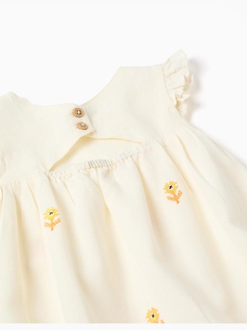Robe en coton et lin avec fleurs - Kiabi