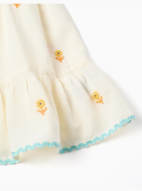 Robe en coton et lin avec fleurs - Kiabi