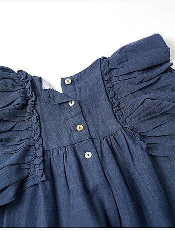 Robe en coton et lin avec manches à volants You&Me