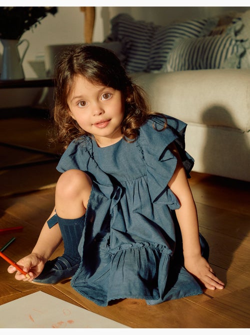 Robe en coton et lin avec manches à volants You&Me - Kiabi