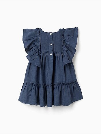 Robe en coton et lin avec manches à volants You&Me