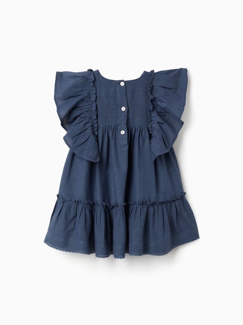 Robe en coton et lin avec manches à volants You&Me - Kiabi