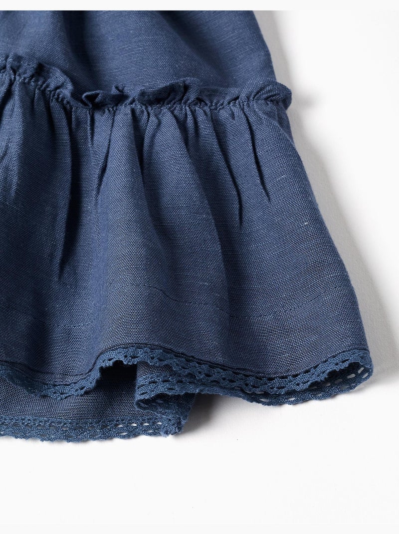 Robe en coton et lin avec manches à volants You&Me Bleu Bleu - Kiabi