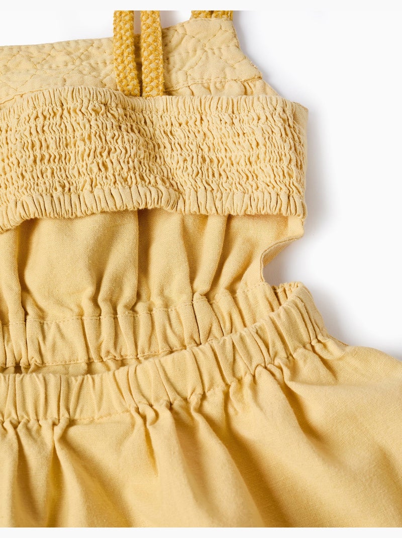 Robe en Coton et Lin avec Perles Jaune clair - Kiabi