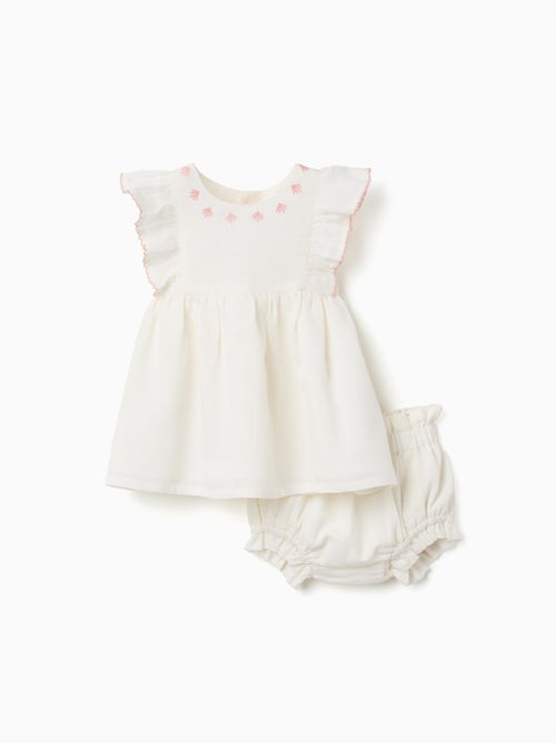 Robe en coton et lin + bloomer - Kiabi