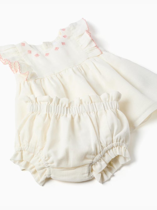 Robe en coton et lin + bloomer - Kiabi