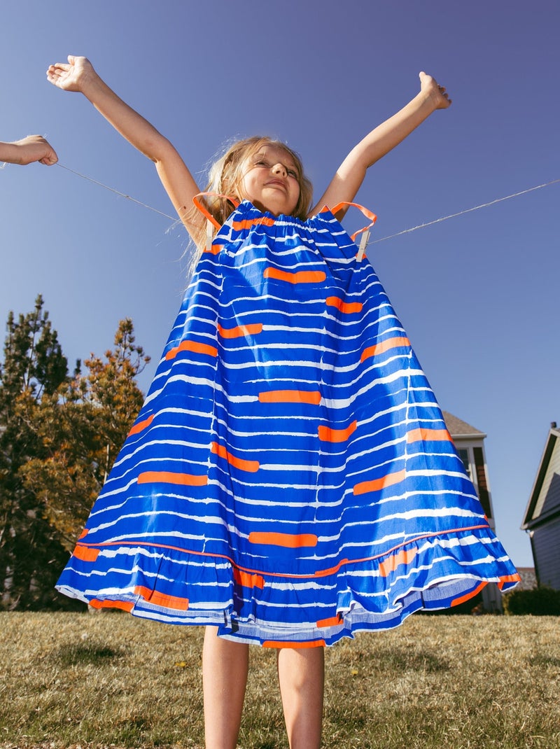 Robe en Coton Évasée avec Motif Bleu - Kiabi