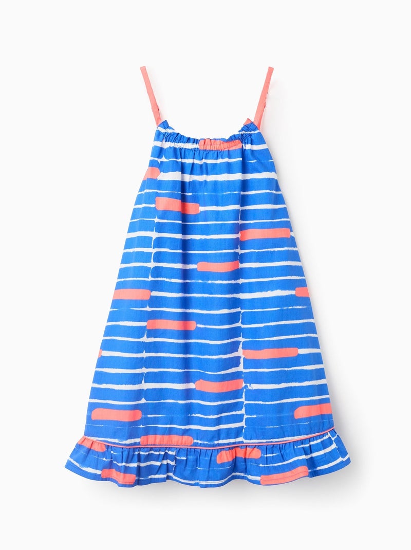 Robe en Coton Évasée avec Motif Bleu - Kiabi
