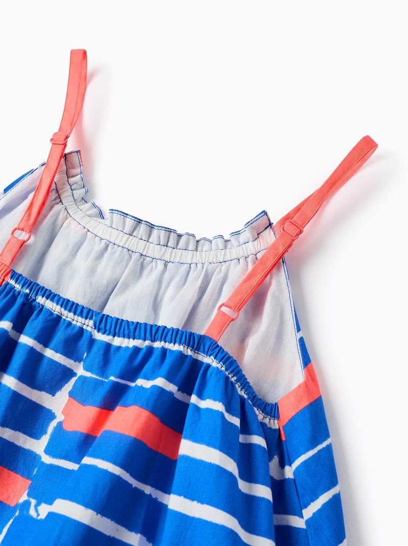 Robe en Coton Évasée avec Motif Bleu - Kiabi