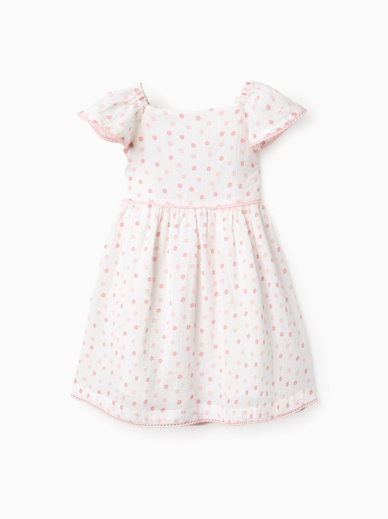 Robe en Coton Florale Blanc - Kiabi