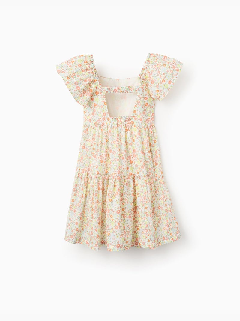 Robe en Coton Florale Orange - Kiabi