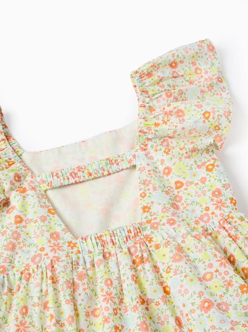 Robe en Coton Florale Orange - Kiabi