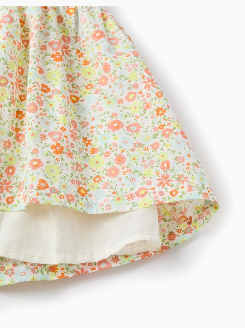 Robe en Coton Florale Orange - Kiabi