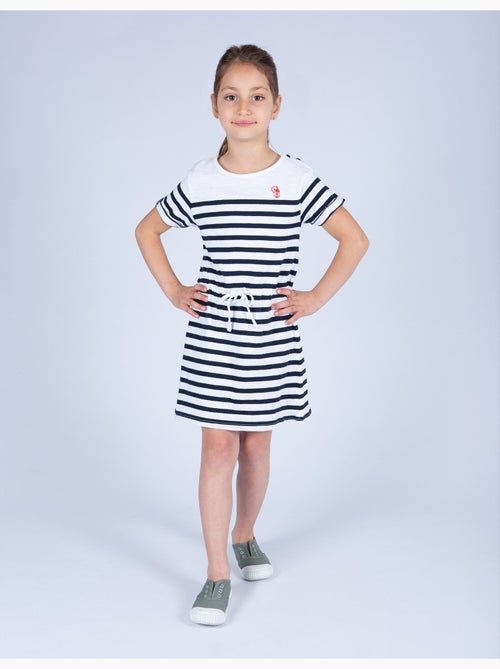 Robe en coton léger 'Breizh Océan', Robe pour fille à rayures - Kiabi