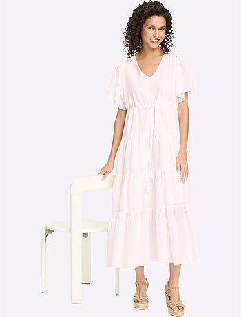 Robe en coton longueur maxi tendance - taille standard - helline