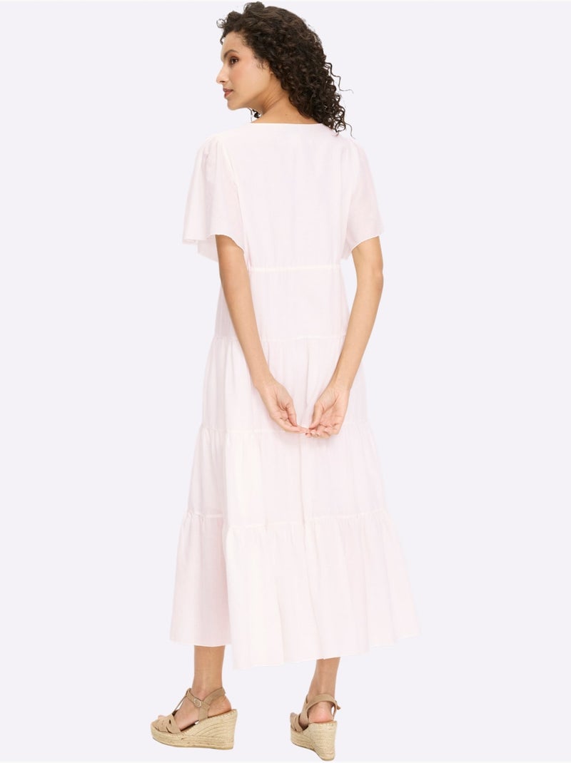Robe en coton longueur maxi tendance - taille standard - helline Blanc - Kiabi