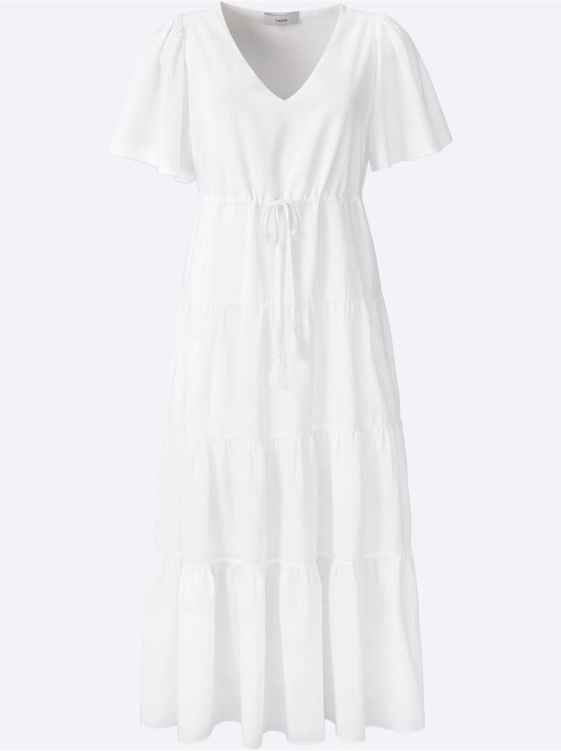 Robe en coton longueur maxi tendance - taille standard - helline Blanc - Kiabi