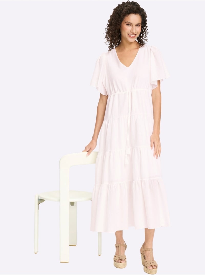 Robe en coton longueur maxi tendance - taille standard - helline Blanc - Kiabi