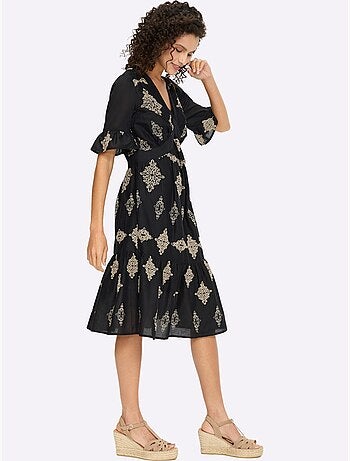 Robe En Coton Magnifique Broderie - Taille Standard - Helline