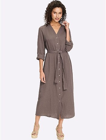 Robe En Coton Manches à Longueur Réglable Avec Bride - Taille Standard - Helline