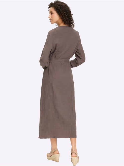 Robe En Coton Manches à Longueur Réglable Avec Bride - Taille Standard - Helline - Kiabi Robe En Coton Manches à Longueur Réglable Avec Bride - Taille Standard - Helline - Kiabi