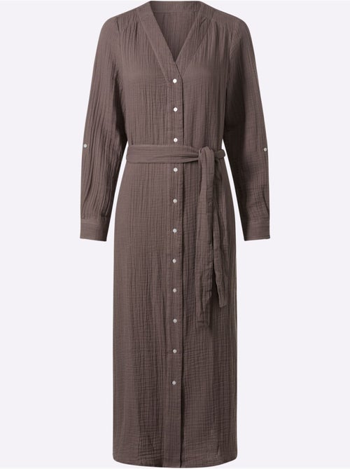 Robe En Coton Manches à Longueur Réglable Avec Bride - Taille Standard - Helline - Kiabi Robe En Coton Manches à Longueur Réglable Avec Bride - Taille Standard - Helline - Kiabi