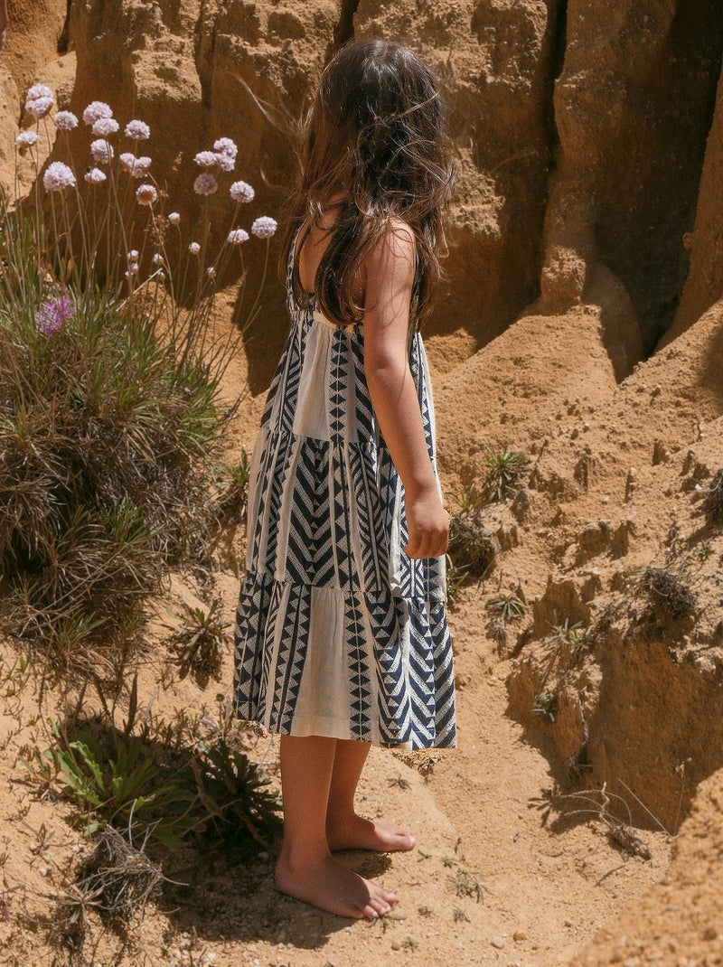 Robe en Coton Motif Ethnique Bleu foncé - Kiabi