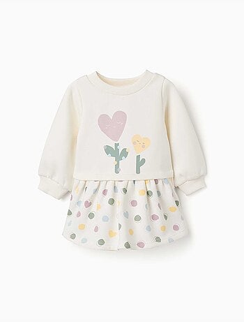 Robe en coton peigné avec motif de cœurs et de pois