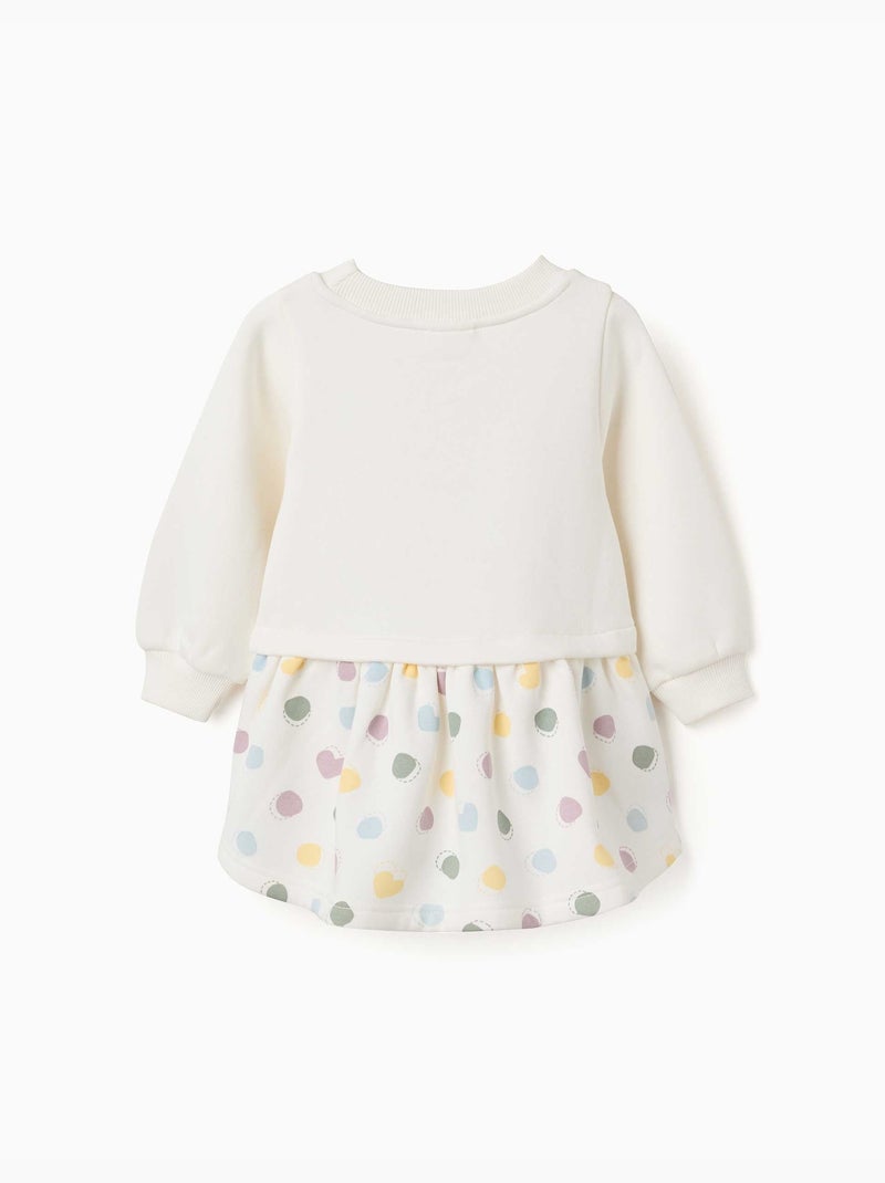 Robe en coton peigné avec motif de cœurs et de pois Blanc - Kiabi