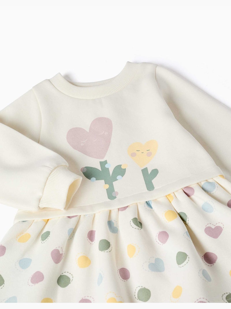 Robe en coton peigné avec motif de cœurs et de pois Blanc - Kiabi