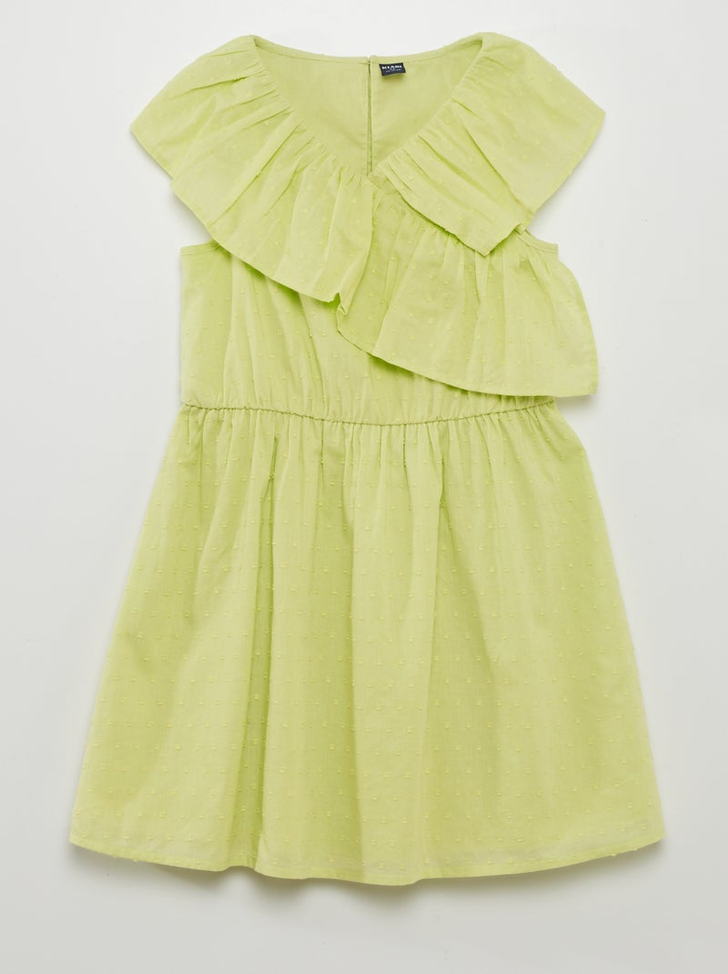 Robe en coton plumetis Vert citron - Kiabi