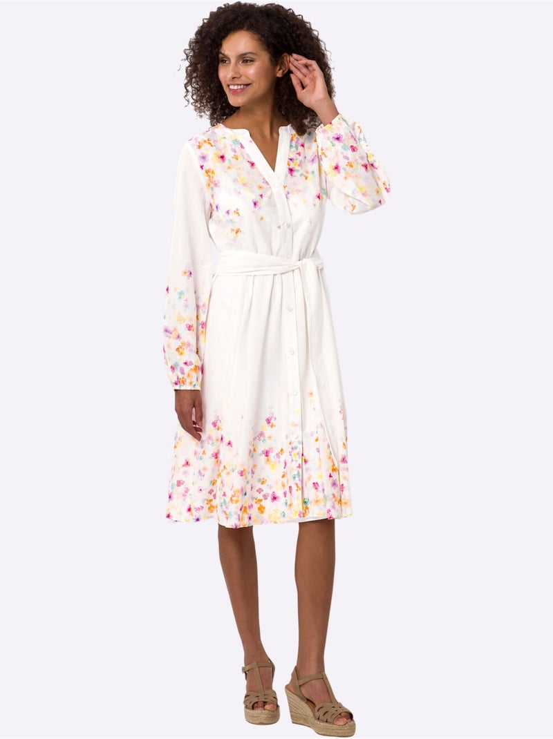 Robe en coton qualité tissée - taille standard - helline Ecru - Kiabi