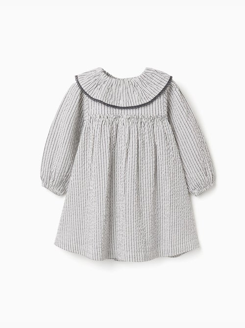 Robe en coton rayé à col volanté B&S - Kiabi