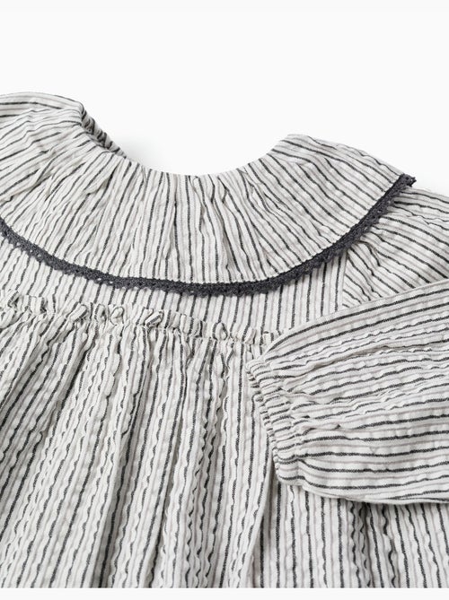 Robe en coton rayé à col volanté B&S - Kiabi