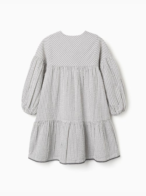 Robe en coton rayé à manches bouffantes B&S - Kiabi