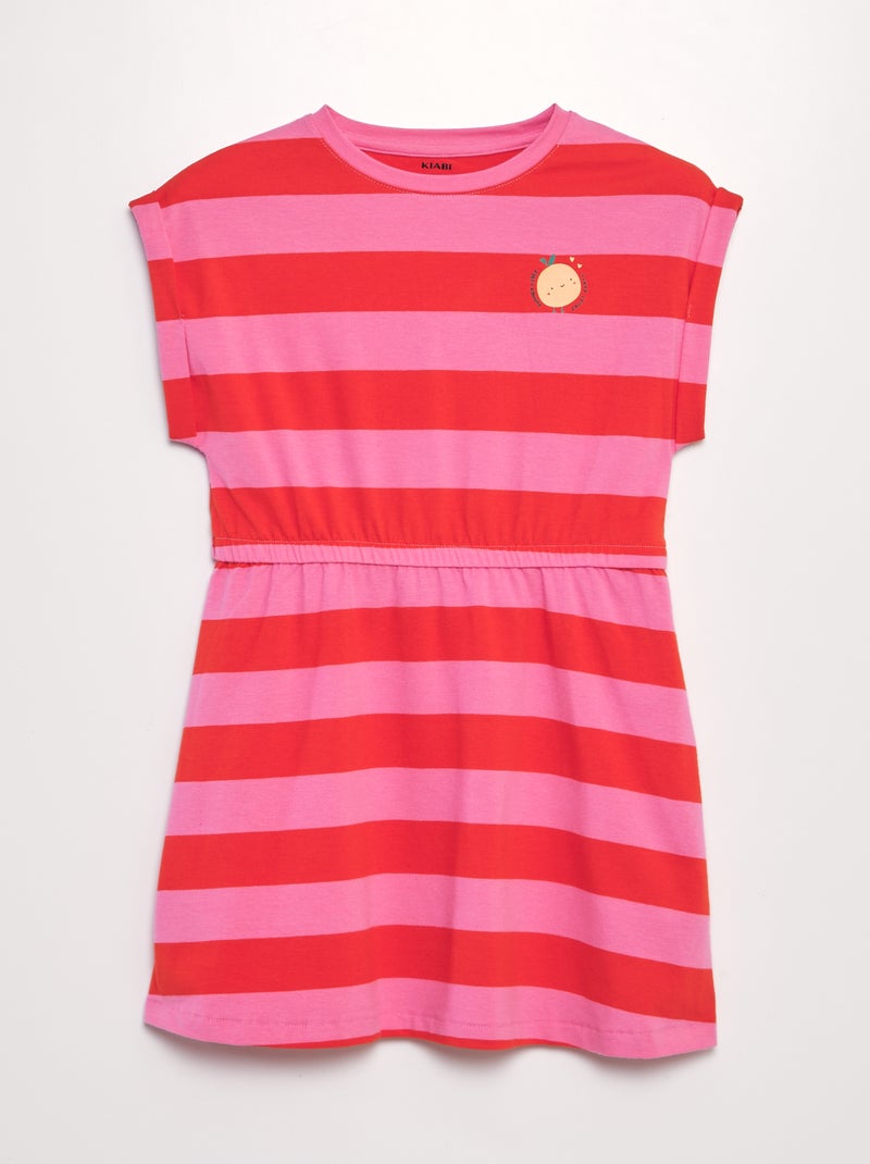 Robe en coton stretch à la taille marquée Rouge - Kiabi